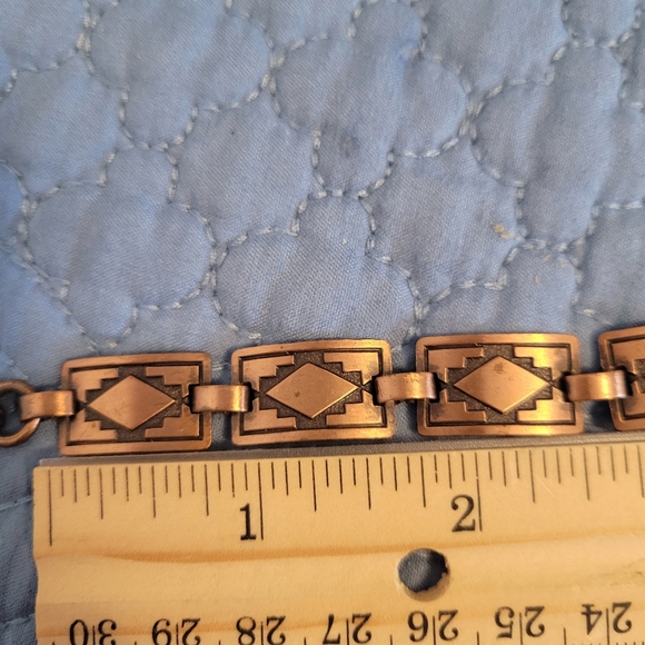 VTG solid copper native American panel link cuff bracelet 6.5 inch EUC - Picture 4 of 5